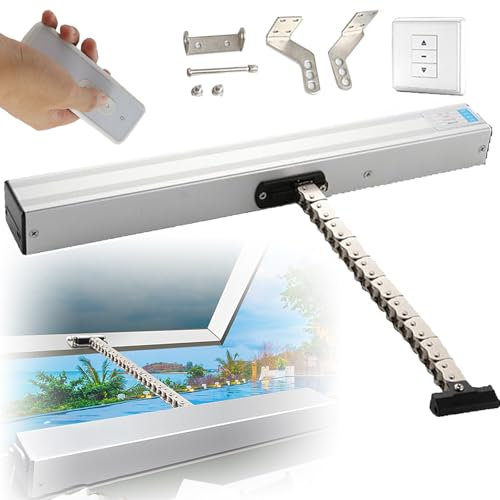 Apriporta Elettrico Automatico per Lucernari/Tetti, Con Telecomando + Interruttore, Apriporta Automatico - Catena a Doppio Strato + Forza Di Bloccaggio: 400 N,300mm