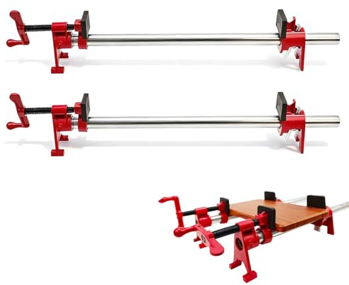 Set Di 6 Morsetti Per Tubi Da 3/4, 4 Morsetti A Sgancio Rapido con 2 Tubi In Acciaio Da 60 cm per Lavorazioni Di Falegnameria Fascette Stringitubo Per La Lavorazione Del Legno
