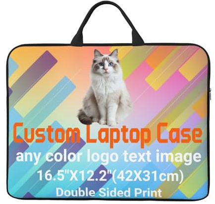 Custodia per laptop personalizzata da 14 pollici con stampa fronte/retro, borsa per laptop personalizzata per uomini e donne, custodia antiurto in tessuto Oxford con manico, 42 x 31 cm