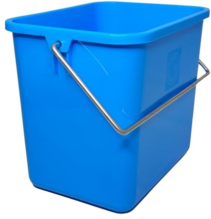 Cubo de Limpieza Rectangular 6L con Asa Metálica Resistente y Escala Medidora - Plástico Polipropileno Diseño Compacto para Uso Personal y Profesional (Azul - 24x18x21 cm) (Azul)