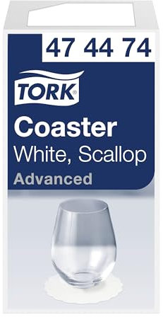Tork 474474 Posavasos altamente absorbentes Advanced / 8 capas/Posavasos de papel / 12 paquetes x 250 posavasos / 9 cm Ø/color blanco