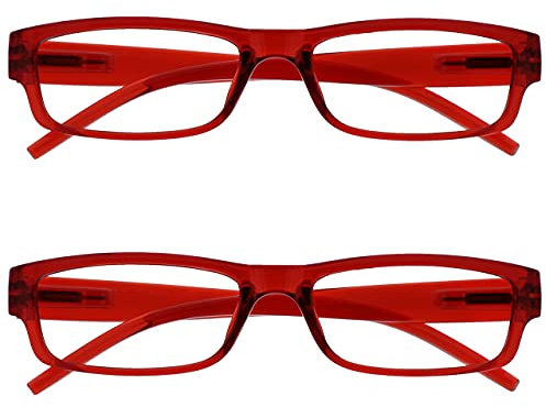The Reading Glasses Company Die Lesebrille Unternehmen Rot Leicht Komfortables Leser Wert 2er-Pack Herren Frauen RR32-Z +2,50