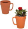 Culver 14-ounce Flower Pot Ceramic Mug, Set of 2 (Terra Cotta Color)