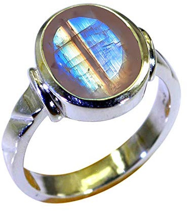 Ring mit echtem Rosenquarz, vergoldet, 6 Karat, ovale Form, Edelstein, handgefertigt, Unisex-Schmuck, Größe 45,5 bis 72,5, Stein:, Mondstein