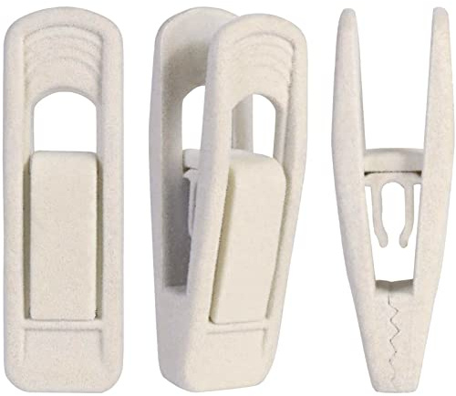 Trgowaul Velvet Hangers - Strong Finger Clips for Thin Pants (20pc, Beige)