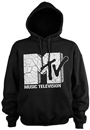 MTV Offizielles Lizenzprodukt Cracked Logo Groß & Hoch Kapuzenpullover (Schwarz), 5XL