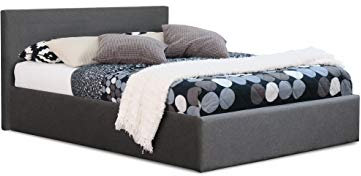 Modernique® Grey Fabric Ottoman Storage Bed 5FT Grey Linen Gas Lift Up Storage Bed King Sized Bed Frame (King (5FT))