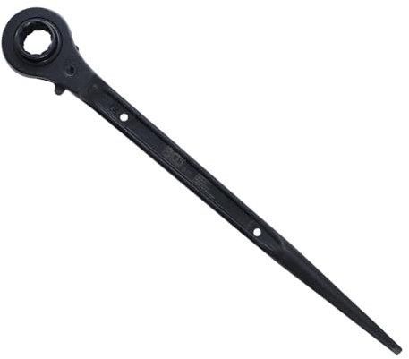 OC-PRO Clé de monteur à cliquet double 19 X 24 mm pour échafaudage - Cliquet réversible à deux côtés avec des douilles débouchées 12 pans de 19 et 24 mm - Longueur 355 mm - En acier chrome-vanadium