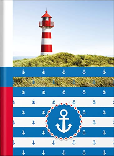 RNKVERLAG 46792 - Notizbuch „Maritim“ in DIN A5 kariert, mit 96 Blatt 70 g/m², 1 Stück