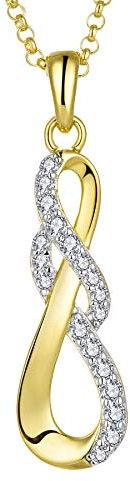 JO WISDOM Halskette Unendlichkeits Infinity Silber 925,Kette Anhänger mit 3A Zirkonia mit gelb vergoldet,Schmuck für Frauen,Schmuck für Frauen