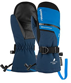 Reusch Lando R-TEX XT Junior Mitten sehr warme, wasserdichte und atmungsaktive Fausthandschuhe Winterhandschuhe Skihandschuhe Fäustlinge Kinder Kids Jugendliche Mädchen Jungen, dunkelblau-blau, 4,5