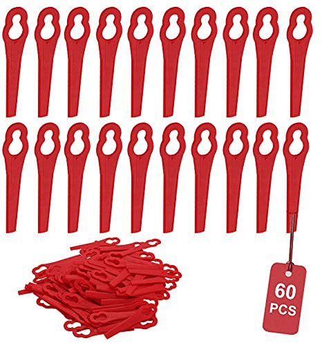 SWAWIS 60 Pezzi Lama in Plastica per Tosaerba Coltelli di Plastica Lame di Ricambio Lame per Tagliaerba Lame per Decespugliatori Rifilare Il Prato, Rosso