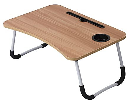 Foldable Laptop Bed Table - Breakfast Tray | Versatile With Variety Of Uses | Mini Picnic Table | Notebook Stand Reading Holder | Comfortable With Tablets & Laptops Up To 15.6’’ - BROWN