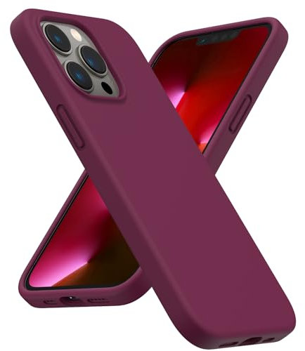 ORNARTO Shockproof Liquid Silicone Designed for iPhone 13 Pro Case Gel Rubber Full Body Protection Anti-Shock Cover Case Drop Protection 6.1inch-WineRed