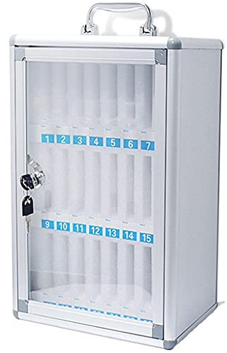 Arbeitszimmer Schlüsselkästen Handy-Tresor Transparent Abschließbar Studentenpersonal Handy-Aufbewahrungsbox Restaurant-Aufbewahrungsschrank (Color : Silver, Size : 24)