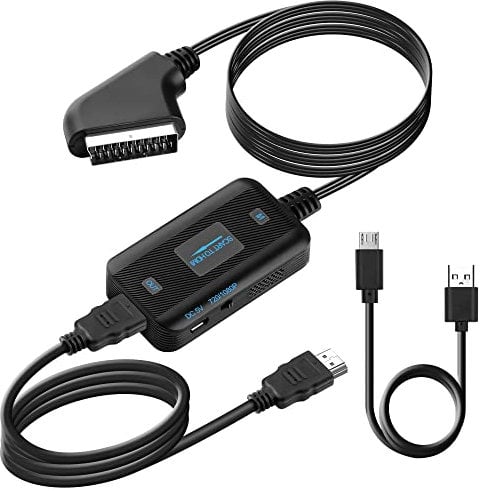 Convertisseur péritel vers HDMI avec câble péritel Full HD 720P/1080P Vidéo Audio Haut de Gamme Adaptateur Péritel Entrée HDMI pour HDTV Moniteur Projecteur STB VHS Xbox PS3 Lecteur DVD Blu-Ray