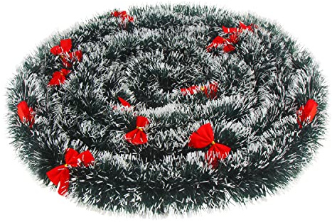 VEYLIN 10M Green Christmas Garland with 24 Bows for Xmas Tree Home Decorations