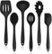 Küchenhelfer Set, HaWare 6-teiliges Kochutensilien Set, Antihaft Silikon Küchenutensilien Kochbesteck Set, Hitzebeständiges Kochgeschirr Küchenset zum Kochen & Backen, Leicht zu Reinigen - Schwarz