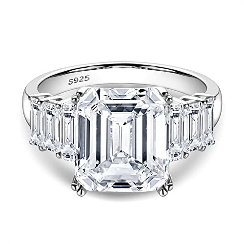 DJMJHG 100% 925 Sterling Silver 4 Carat High Carbon Diamond Emerald Cut Rings for Women Wedding Party Fine Jewelry Gift 7