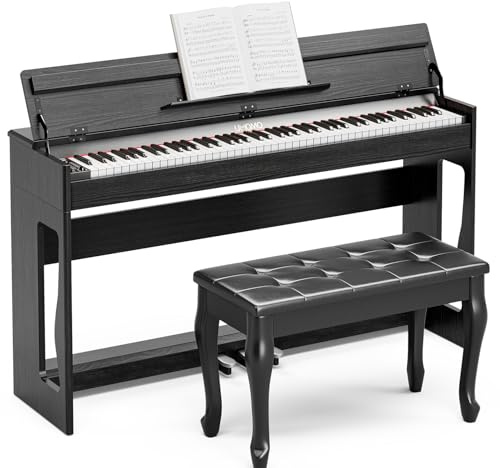 UMOMO 88 Weighted Key Digital Piano with Duet Piano Bench, Fully Weighted Graded Hammer Action Electric Piano for Beginner with USB MIDI, Black