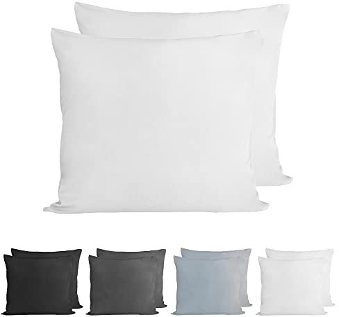 Komfortec 100% Baumwolle Kissenbezüge 2er Set 60x70 cm, Superweicher Premium Jersey Kopfkissenbezug 150 g/m², Kissenhülle, Weiß