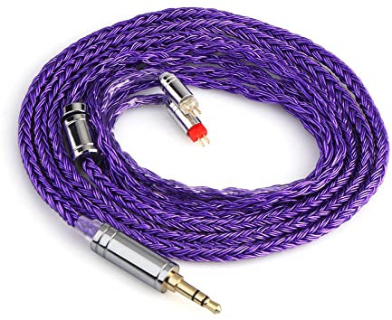 LINSOUL Tripowin Zonie IEM Kabel, 16 Adern Versilbertes Kopfhörerkabel, 1.25m SPC in Ear Monitor Kabel für 7hz Zero:2 Orchestra Lite Cadenza Hype4 Supermix4(3,5mm)(0,78mm 2pin,Violett)