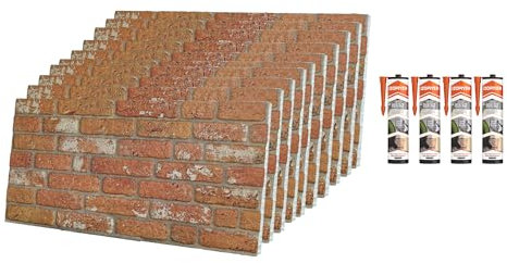 IZODEKOR Styropor 3D Wandpaneele Bausatz - Wandverkleidung mit Klebstoff Abdichten | Vintage Traum (10 x Stück Paneele & 4 x Klebstoff Abdichten enthalten)