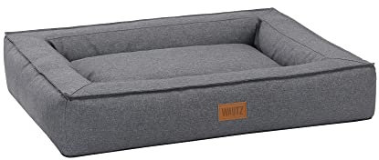 MSS e.K. Hundebett BOXBED 120 x 100 cm XXL in Anthrazit Hundekorb mit abnehmbaren Velours-Bezug und weicher Polsterung waschbares Hundekissen 120 x 100 x 19 cm Hundematte Hundesofa Welpenbett