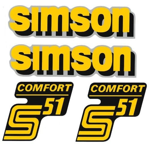 4 teiliger Dekorsatz Simson S51 Comfort Retro Aufkleber DDR IFA