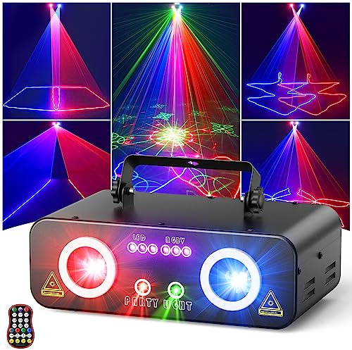 Ehaho LED RGB Animation DJ Partylicht L2800| Strobe Discolicht Partylicht mit Fernbedienung und DMX 512 | Musikgesteuert Disco Doppelter Projektor Lichter | Partyleuchte für Party Bar Nachtclub