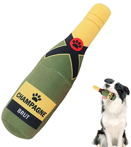 Hundespielzeug, Quietschspielzeug für Hunde, Plüschspielzeug für Hunde, Weinflasche, interaktive Hunde, Kauspielzeug für große kleine Hunde