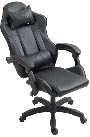 Panana Gaming Chair Heavy Duty Reclining Swivel Chair Ergonomic with Pillow and Lumbar Cushion (Black)