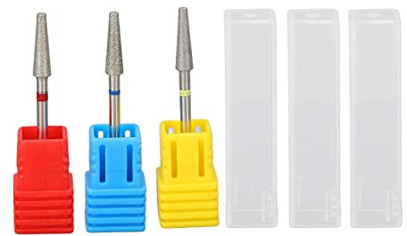 Nail Drill Bits, 3pcs Professional Russian Style Manicure Pedicure Remover Tools, Front Replaceable Grinding Head, Nail Bits Kit for Nail Polishing and Removal