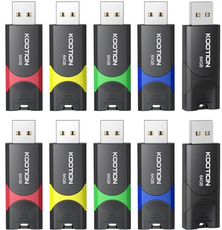 Kootion Lot de 10 clés USB 2.0 de 64 Go avec indicateur LED pour Stockage de données 64 Go