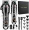 HIENA PRO Haarschneidemaschine Männer + T Liners Haarschneider Set, Barber Cordless Professionelle Haarschneidemaschine zum Haarschneiden mit LED-Display, Geschenke für Männer, Schwarz