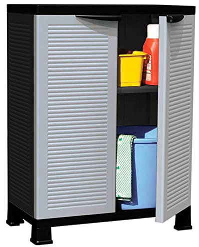 JUNZAI Kunststoffschrank 68x39x92 cm, Lagerschrank, Kunstoffschränke, Putzmittelschrank, Beistellschrank, Geräteschrank, Mehrzweckschrank - at