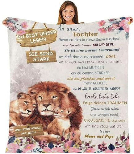 MZIEIU Personalisierte Decke Geschenke An unsere Tochter von Eltern, Mama und Papa zu Tochter Kuscheldecke Flauschige Geschenk,Mädchen Geburtstags Abschluss-Geschenke,Geschenk für Tochter