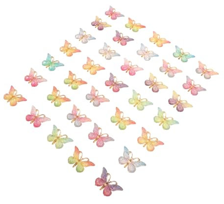 NUOBESTY 50 Stück Farbverlauf Schmetterling Handy-Zubehör Handyhüllen-Charme Ornament DIY Bastelschmuck Bastelzubehör Mädchen Herz Dekorationen Material schmücken Harz
