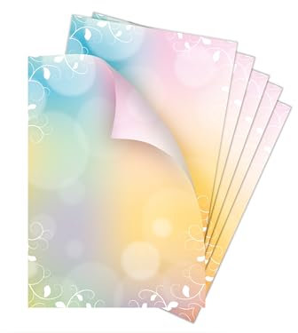 Briefpapier-Set 50 Designpapier DIN A4 Motiv Blätterzweige beidseitig von Hand beschreibbar und mit allen Druckern und Kopierern bedruckbar für Frühlingspost Ostern Taufe Kommunion Konfirmation