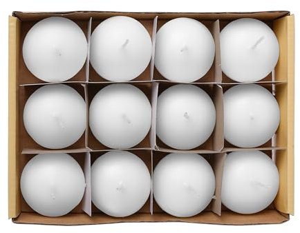Pack de 12 Velas Flotantes Decorativas - Ideal para Bodas, Fiestas de Piscina y Decoración Navideña, 4 Horas de Duración, Sin Perfume, Fabricación Europea, 45mm - Blanco