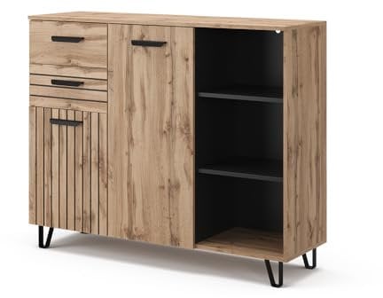 Vicco Kommode Amber, Braun, 120.1 x 100 cm mit 2 Schubladen und 2 Türen
