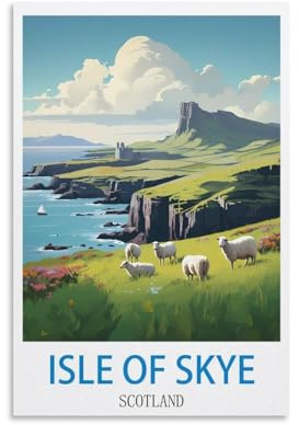 LNMNJESG Isle of Skye Schottland Vintage-Reiseposter, 20 x 30 cm, Leinwandgemälde, Wandkunst, Wanddekoration, Bilder für Wohnzimmer, Schlafzimmer