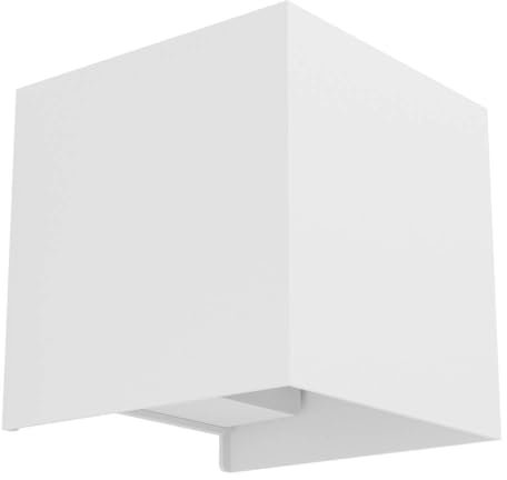 EGLO LED Wandleuchte innen Valmontone, Wandlampe Würfel, indirekte Up und Down Beleuchtung, Wandspot für Schlafzimmer und Wohnzimmer, Metall in Weiß, warmweiß, 10 x 10 cm