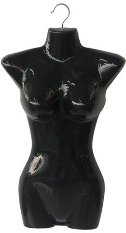 asdchZen Hängende Modepuppe Zum Ausstellen, Schneiderpuppe Für Rücken, Körper, Torso, Mit Haken Zum Aufhängen, Modellständer Aus Kunststoff Für T-Shirt-Ausstellung,Black,Medium,10pcs