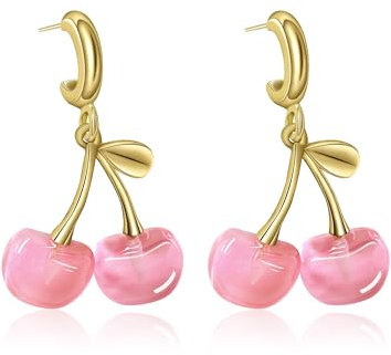 Yifnny Kirschen-Ohrringe - Niedliche Baumelnde Rote Frucht-Schmuckstücke, Mode Party-Schmuck, Geburtstagsgeschenk für Damen