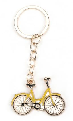Tranbath Fahrrad Schlüsselanhänger, Geschenk für Frauen und Fahrradliebhaber, Rennrad Zubehör Damen, Schule Tasche Pendel Deko, Kleine Geschenke Urlaubsgeschenke für Freundin (Gelb)