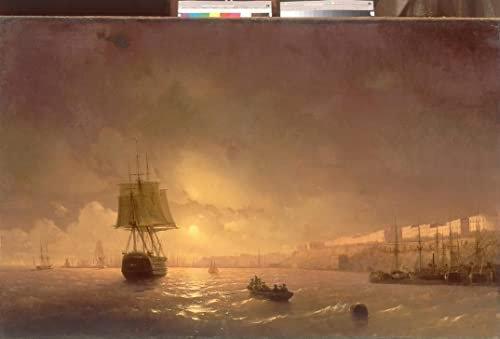 PSVDCTOO Gefeiert Wall Art Leinwand Bilder Wandgemälde Ansicht von odessa in einer Mondnacht von ivan konstantinovich Aivazovsky Poster Bilder Leinwand für Zimmer 60x90cm