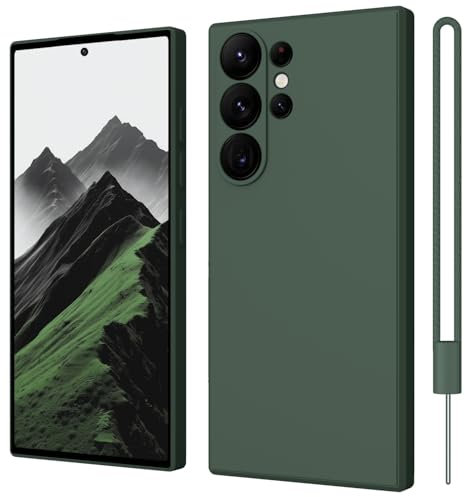 ORDA for Samsung Galaxy S24 Ultra Case Silicone Camera Protection Ultra Slim Case Soft Gel for Samsung Galaxy S24 Ultra Phone Case Cover Rubber Anti-Scratch for 6.8 Dark Green