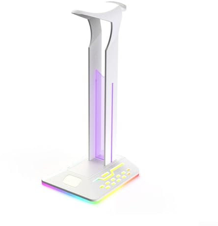 Hasaller RGB Headset Stand Headphone Stand USB Hub Stand Multifunctional Headset Stand Gaming Accessories Headset Stand Gaming Headset Holder with 2 USB Charger(White)