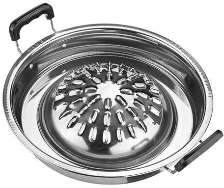 YLFFFZXK Thai Style BBQ Grill Pan, Non-Stick Smokeless Barbecue Stovetop Plate Aluminium Cookware for Outdoor Grilling and Camping,35cm